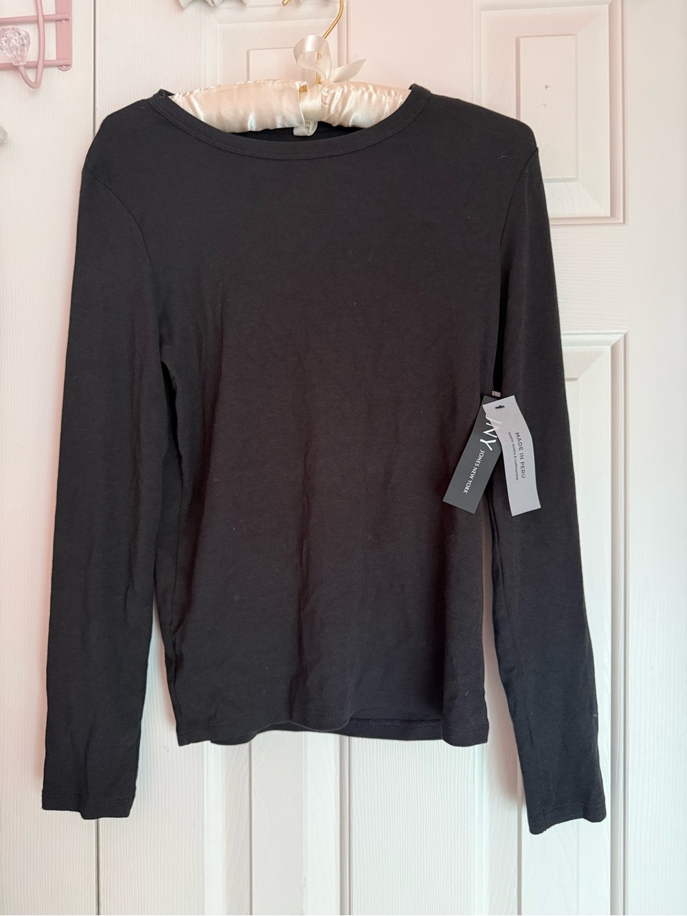 🦋Jones New York Black Long-Sleeve Crewneck Top NEW extra small